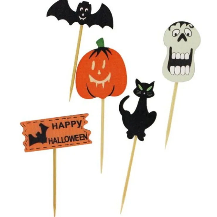 Décors d'Halloween sur pique assortis (x10)-Cerf Dellier