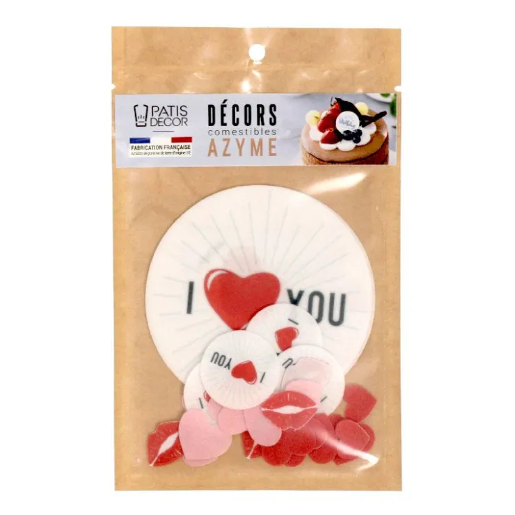 Décors en azyme assortis thème St Valentin « I Love You » - DDM 11/24-Cerf Dellier Discount