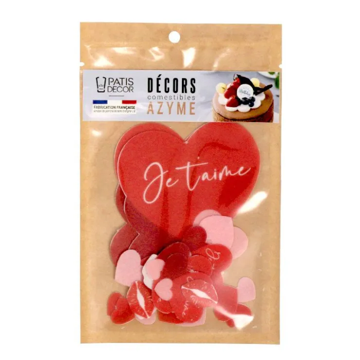 Décors en azyme assortis thème St Valentin "Je t'aime"-Cerf Dellier Best