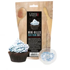 Décors mini billes bleues et blanches comestibles 350 g-Cerf Dellier Discount