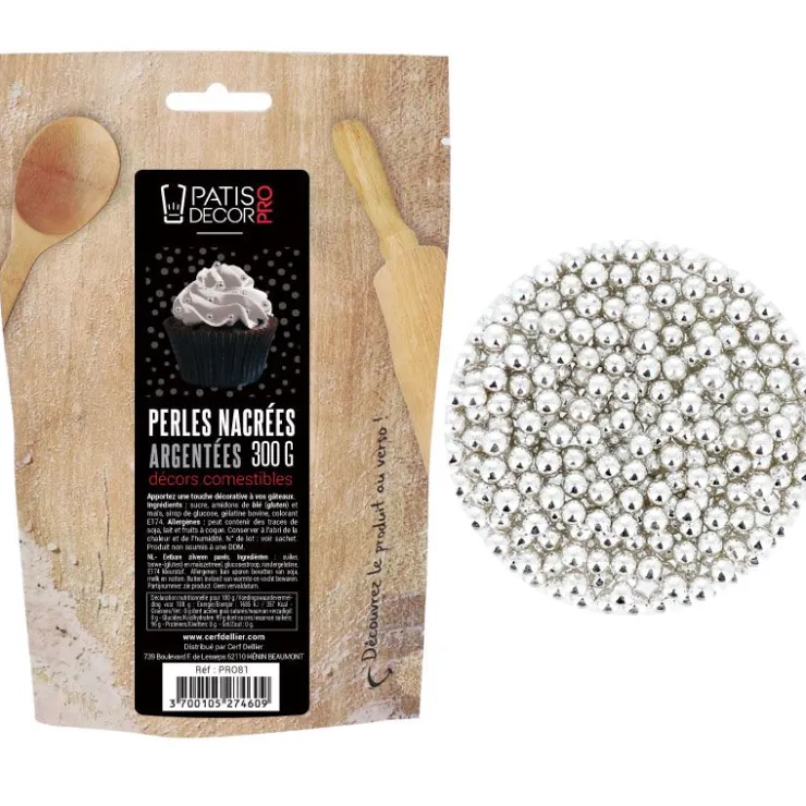 Décors perles argentées comestibles 300 g-Cerf Dellier Online