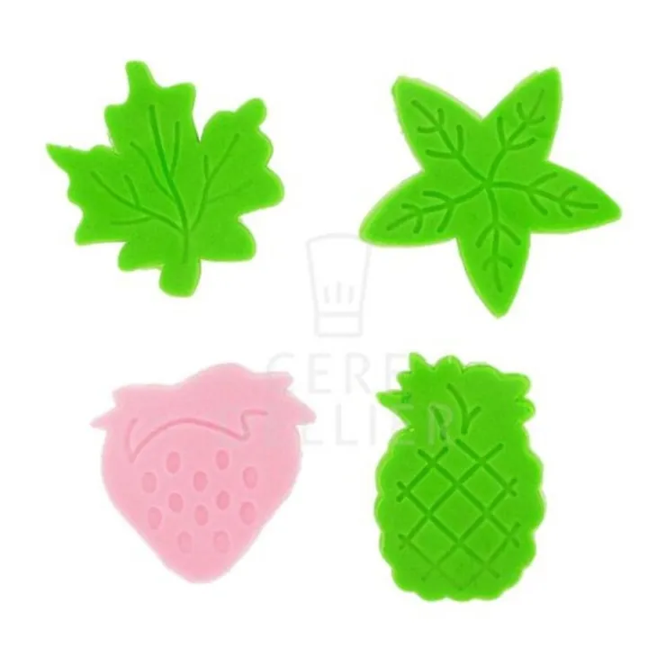 Découpoirs éjecteurs fruits assortis Patisdécor (x 4)-Cerf Dellier Best