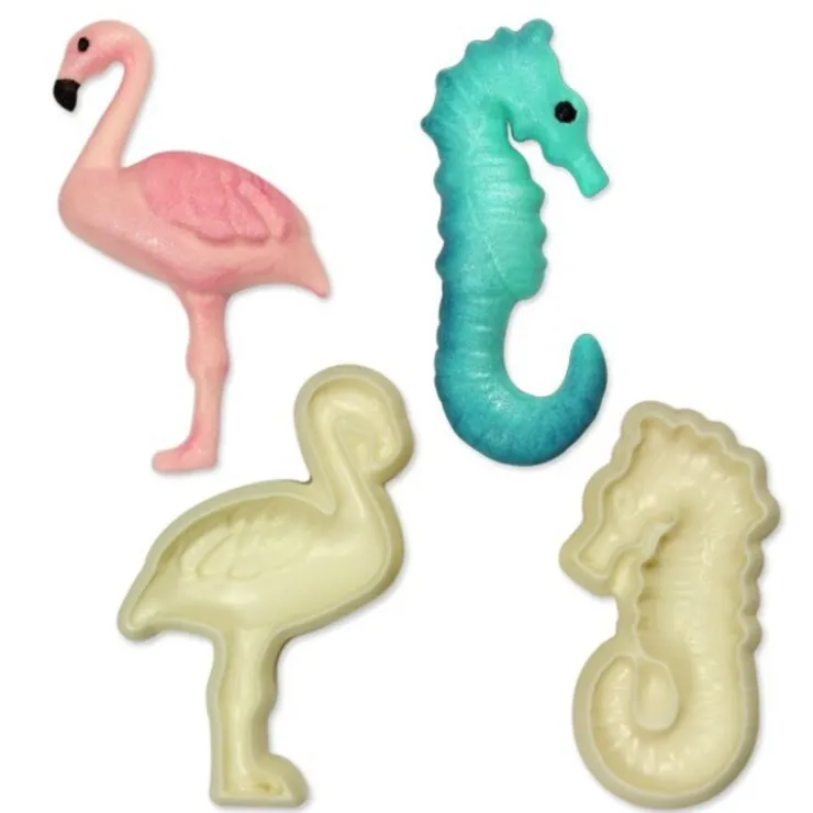 Découpoirs relief Flamant Rose et Hippocampe (x2)-Cerf Dellier Clearance
