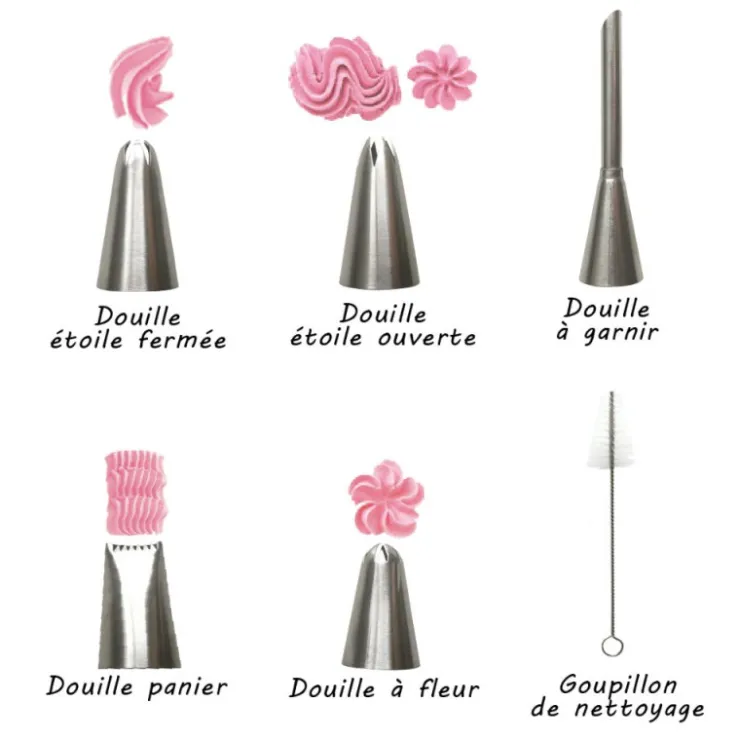 Douilles à pâtisserie (x5) et goupillon-Cerf Dellier Clearance