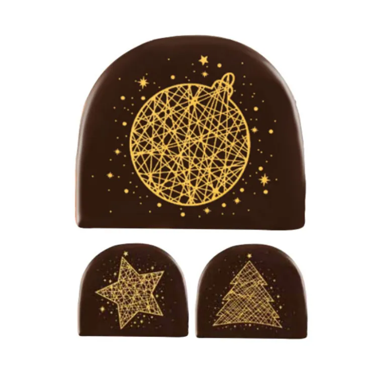 Embouts de bûches chocolat noir Or assortis (x42)-Cerf Dellier