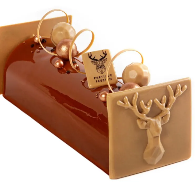 Embouts de bûches chocolat caramel origami cerf (x20)-Cerf Dellier Discount