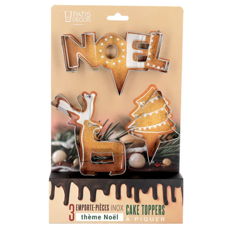 Emporte-pièces cake toppers thème Noël (lot de 3)-Cerf Dellier Discount