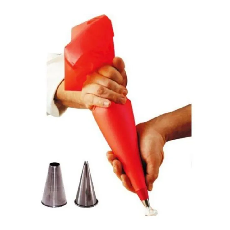 Ensemble poche pâtissière souple + 2 douilles-Cerf Dellier New