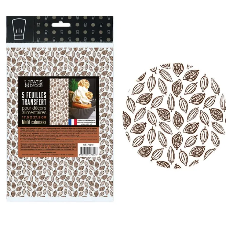 Feuilles transfert cabosses de cacao (x5)-Cerf Dellier