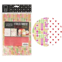 Feuilles transfert Scandinave et Coeurs assorties (x4)-Cerf Dellier Best