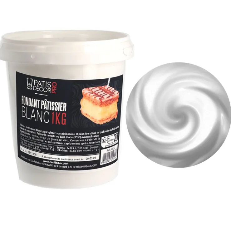 Fondant blanc pâtissier 1 Kg-Cerf Dellier Best
