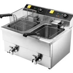 Friteuse électrique cuve emboutie 2 x 8 litres-Cerf Dellier New