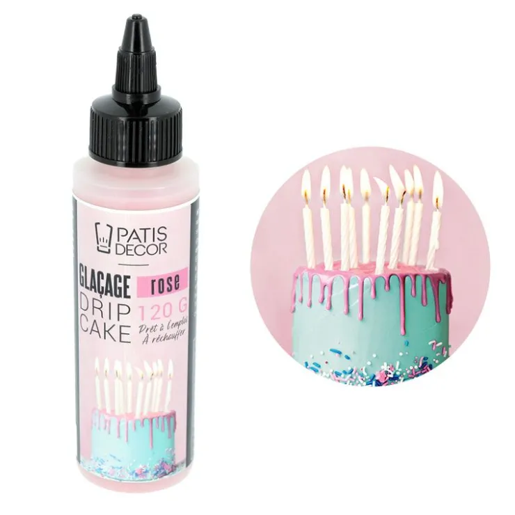 Glaçage pour drip cake rose 120 g-Cerf Dellier
