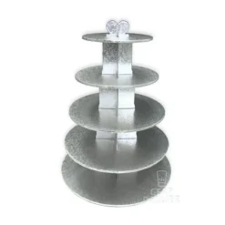 Grand présentoir cupcakes argent rond - hauteur 55 cm-Cerf Dellier Hot