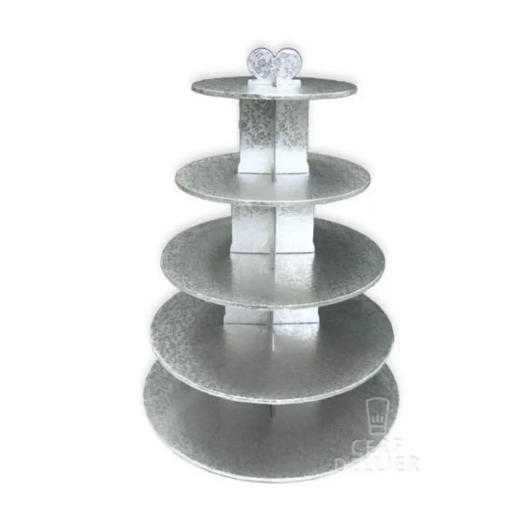 Grand présentoir cupcakes argent rond - hauteur 55 cm-Cerf Dellier Hot
