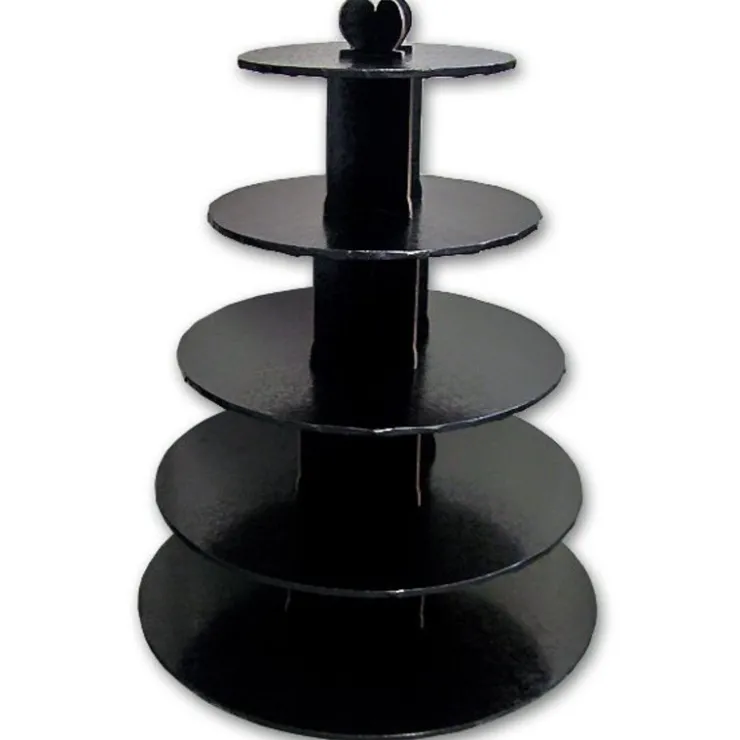 Grand présentoir cupcakes noir rond - hauteur 55 cm-Cerf Dellier Hot