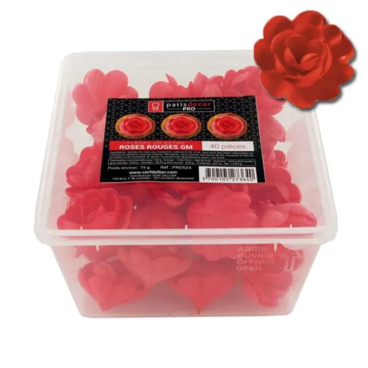 Grandes roses rouges en azyme (x40)-Cerf Dellier