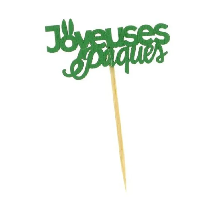Inscription "Joyeuses Pâques" sur pique (x10)-Cerf Dellier Online