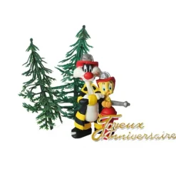Kit anniversaire Titi et Grosminet pompiers-Cerf Dellier New