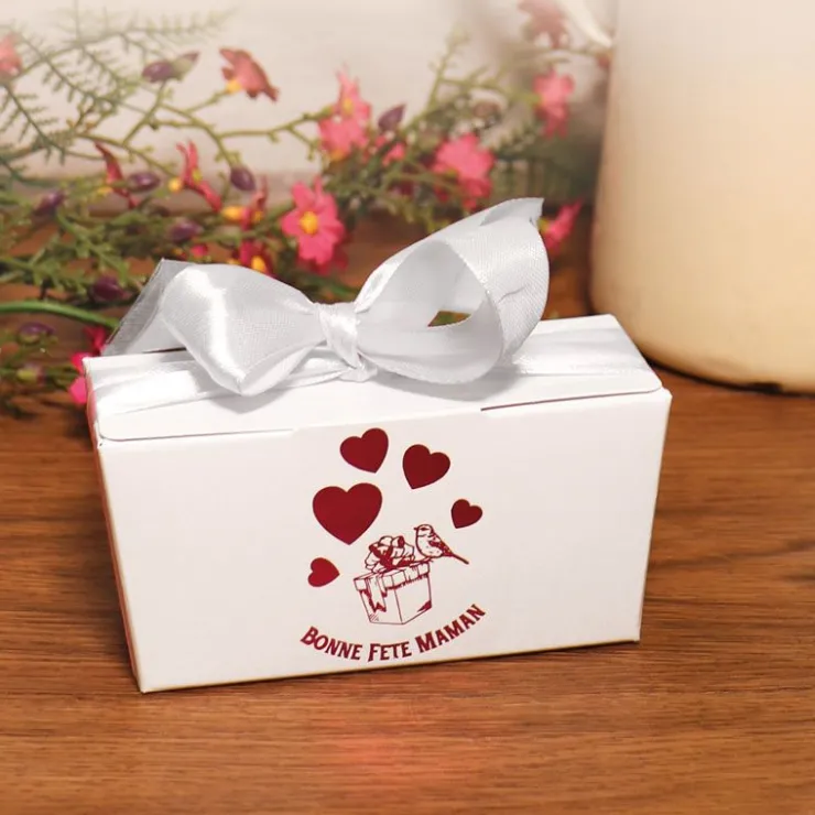 Kit ballotin chocolats blanc "Bonne fête maman"-Cerf Dellier New
