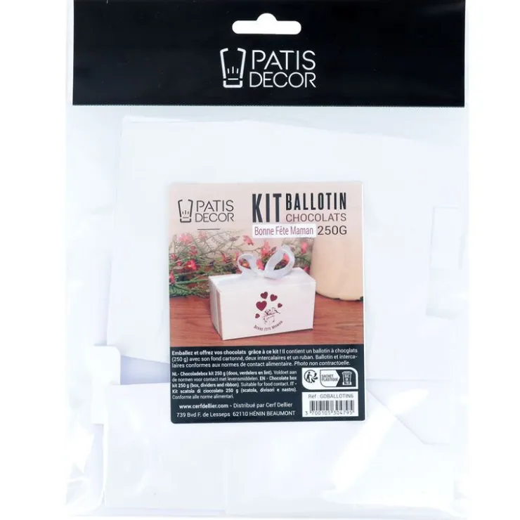 Kit ballotin chocolats blanc "Bonne fête maman"-Cerf Dellier New