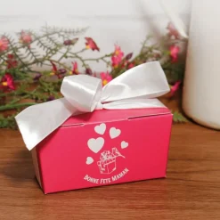 Kit ballotin chocolats fuchsia "Bonne fête maman"-Cerf Dellier Online