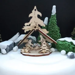 Kit crèche de Noël en bois sur pique-Cerf Dellier Clearance