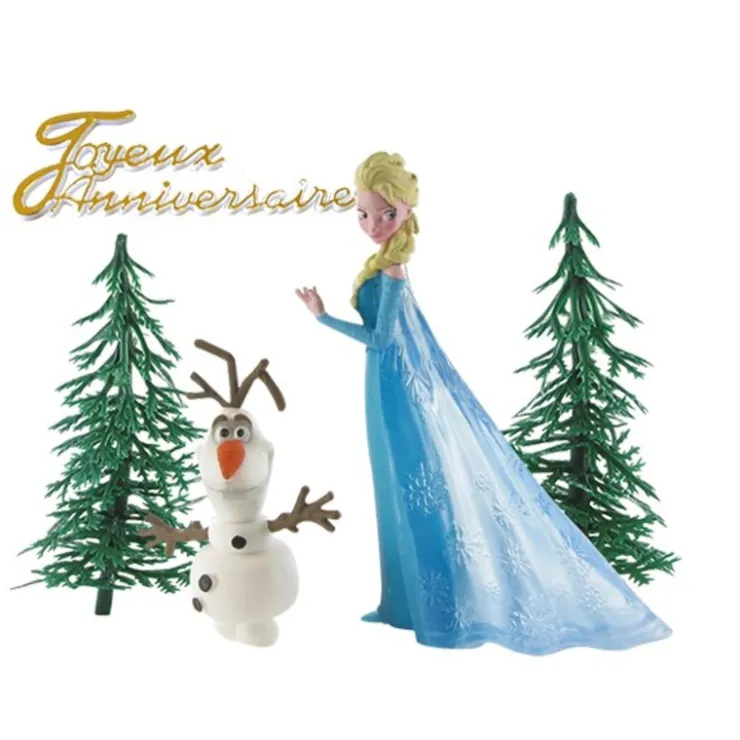 Kit décor gâteau Elsa et Olaf-Cerf Dellier New