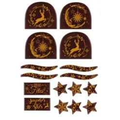 Kit décors de bûches en chocolat pour 14 bûches-Cerf Dellier Hot