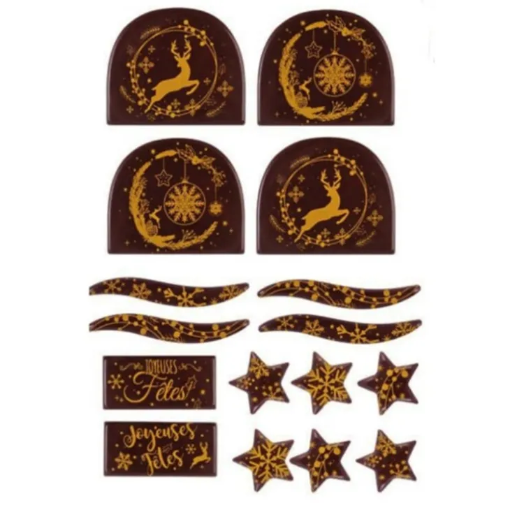 Kit décors de bûches en chocolat pour 14 bûches-Cerf Dellier Hot