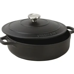 Le Chasseur cocotte basse avec couvercle noire 24 cm-Cerf Dellier Online