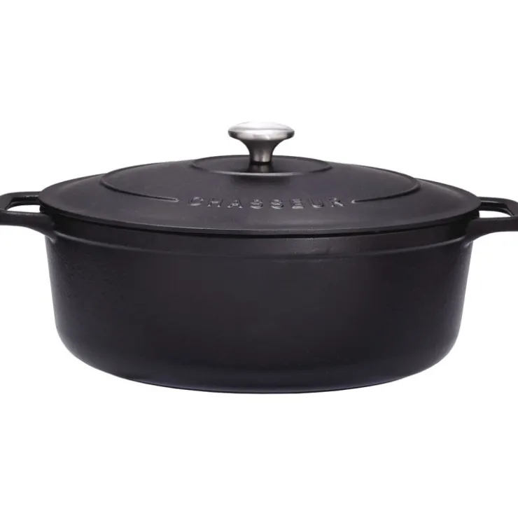 Le Chasseur cocotte ovale avec couvercle noire 17 cm-Cerf Dellier New