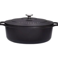 Le Chasseur cocotte ovale avec couvercle noire 25 x 19 cm-Cerf Dellier Best