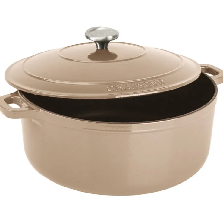 Le Chasseur cocotte ronde avec couvercle ""marron glacé"" 28 cm-Cerf Dellier Sale