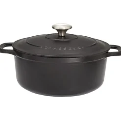 Le Chasseur cocotte ronde avec couvercle noire 20 cm-Cerf Dellier Clearance