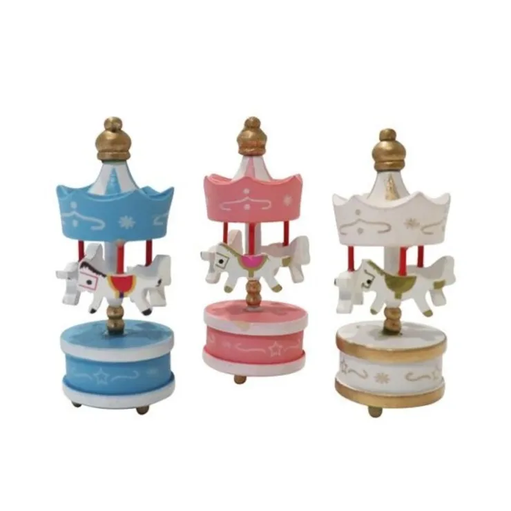 Lot de 3 toppers carrousel rose blanc bleu-Cerf Dellier Best