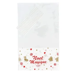 Lot sachets motif Noël Magique + liens - 14 x 23 cm (x10)-Cerf Dellier