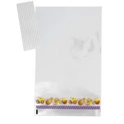 Lot sachets motif poussins + liens - 14 x 23 cm (x10)-Cerf Dellier Hot
