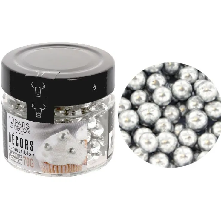 Maxi perles argentées comestibles Ø 8 mm 70 g-Cerf Dellier Sale