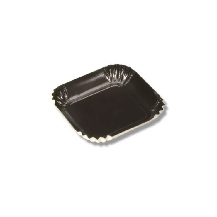Mini assiette carton carrée noire 65 mm (x100)-Cerf Dellier