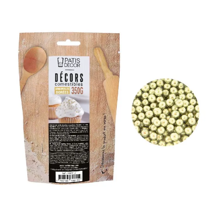 Mini perles dorées comestibles Ø 2 mm 350 g-Cerf Dellier Best