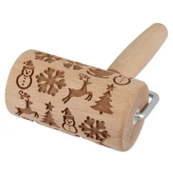 Mini rouleau empreintes en bois thème Noël-Cerf Dellier Clearance