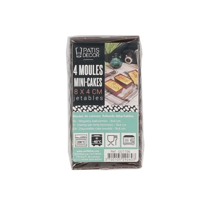 Mini-moules à cake jetables (x4)-Cerf Dellier New