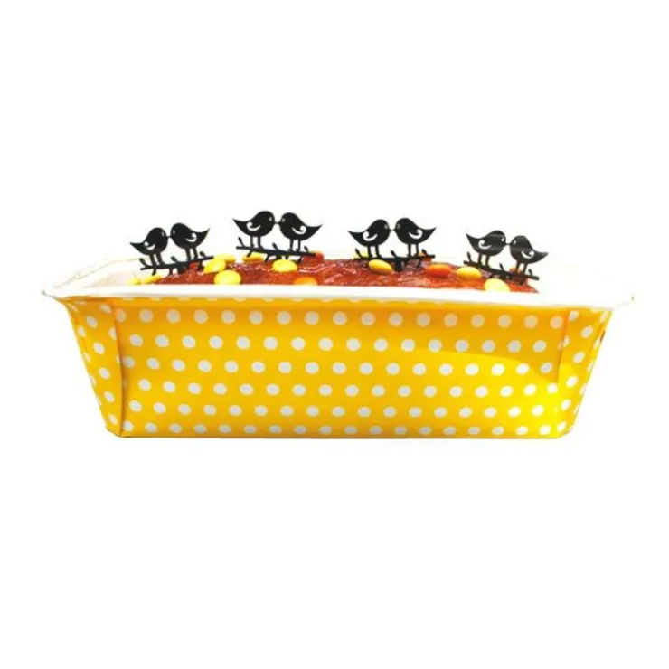 Moule à cake jetable jaune à pois (x4)-Cerf Dellier