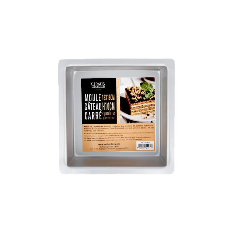 Moule à gâteau carré 18 x 18 cm Hauteur 10 cm-Cerf Dellier Discount