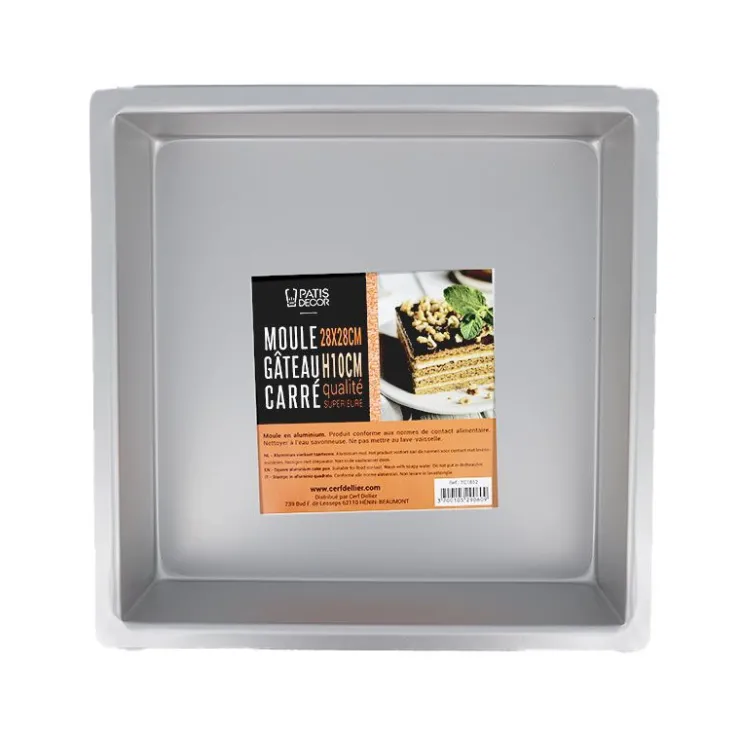 Moule à gâteau carré 28 x 28 cm Hauteur 10 cm-Cerf Dellier New