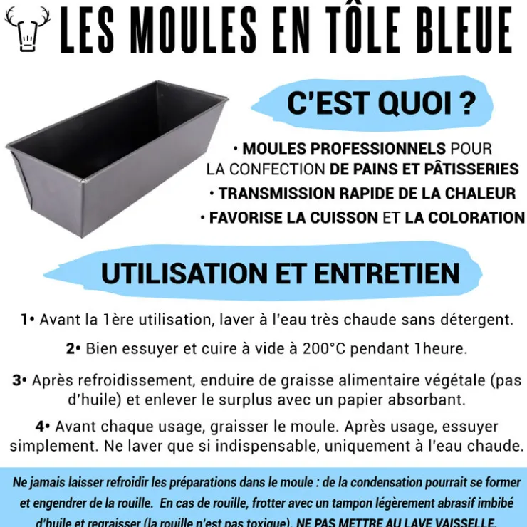 Moule à pain de mie carré en tôle bleuie-Cerf Dellier New