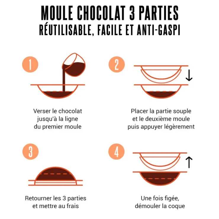 Moule chocolat en 3 parties Tablette père Noël Patisdécor-Cerf Dellier Sale