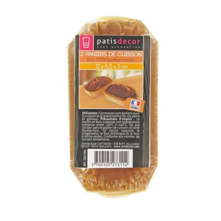 Moule de cuisson bois 12 x 6,5 x 5 cm (x2)-Cerf Dellier Online