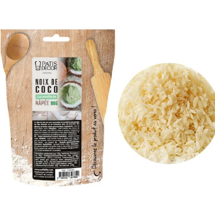 Noix de coco râpée caramélisée 90 g-Cerf Dellier Discount